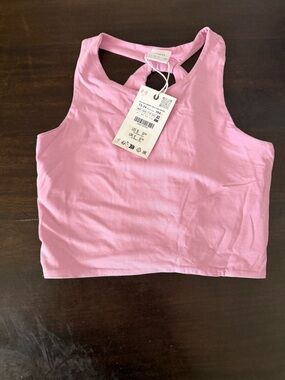 Zara Pink Racerback Crop Tank Top